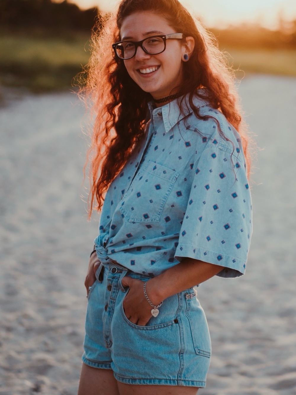 80s Zena Light Blue High-Rise Denim Shorts size 5